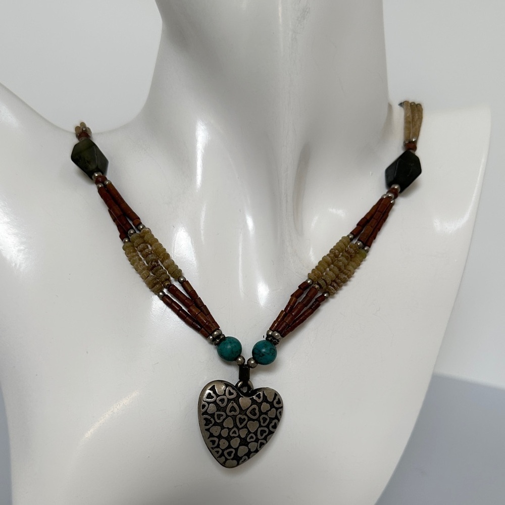 NAVAJO Beaded Necklace in Brown and Teal​​